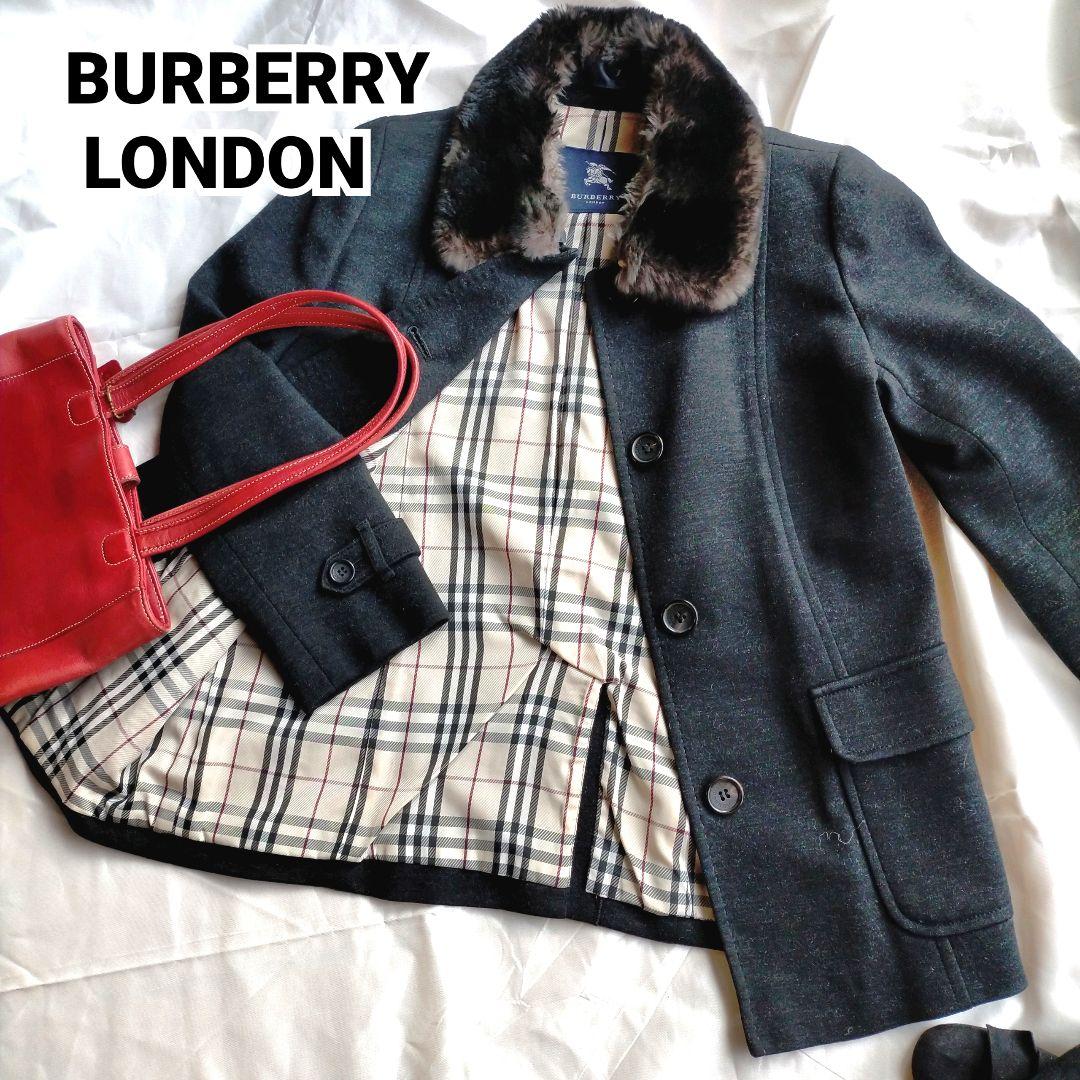 美品 BURBERRY バーバリー ラビットファー付きウールハーフコート 【SEAL限定商品】 美品 BURBERRY バーバリー ラビットファー付きウールハーフコート 【SEAL限定商品】