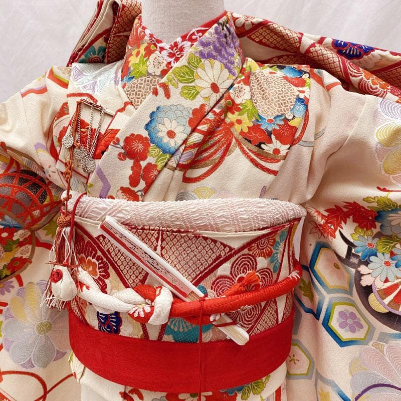 511ag48 七五三 七歳 女児 着物 丸帯 セミアンティーク 金彩 象牙色やや傷や汚れあり WWW_OPDRERGINERDOGAN_COM