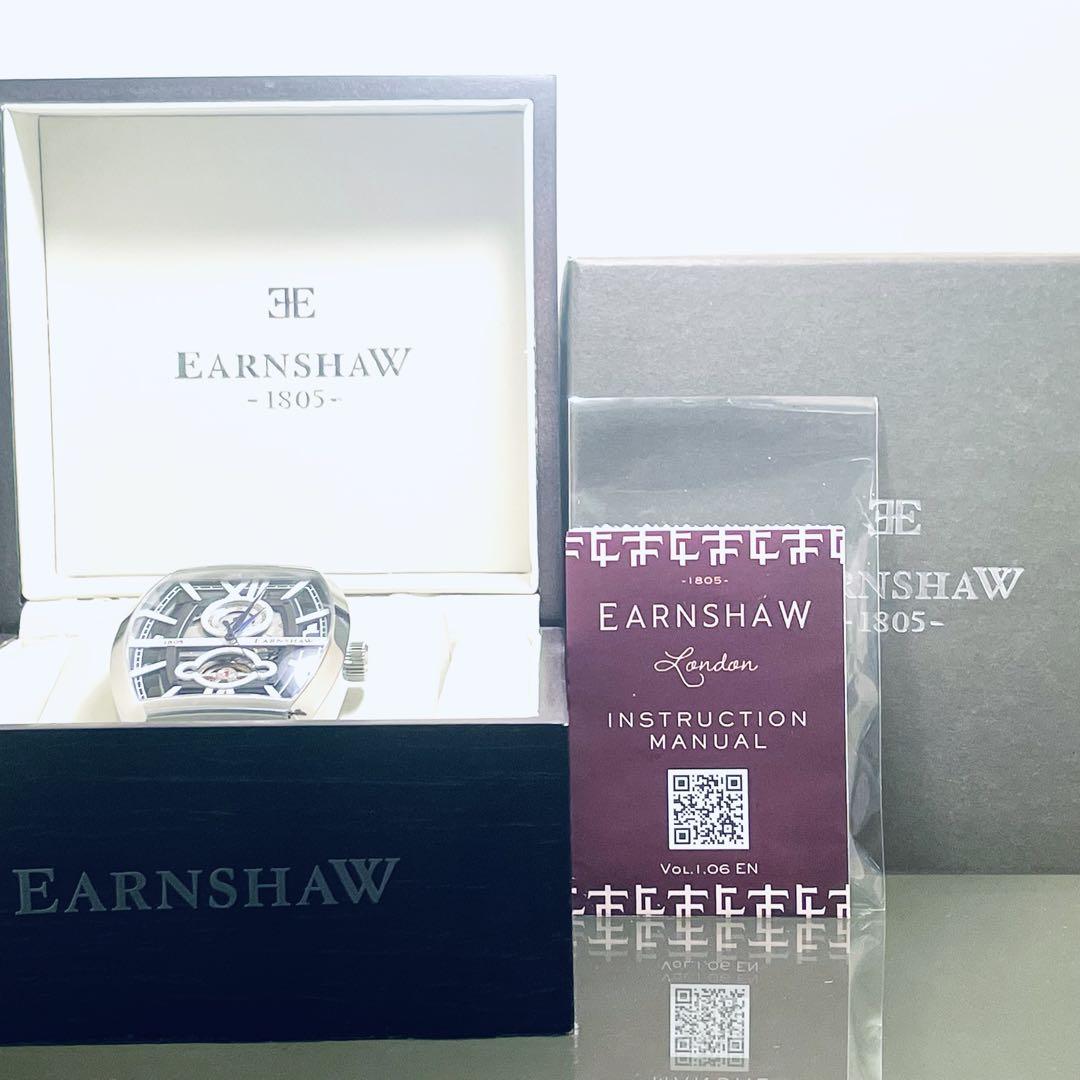 【極美品】 EARNSHAW 自動巻 トノー型 皮ベルト ES-8111-01
