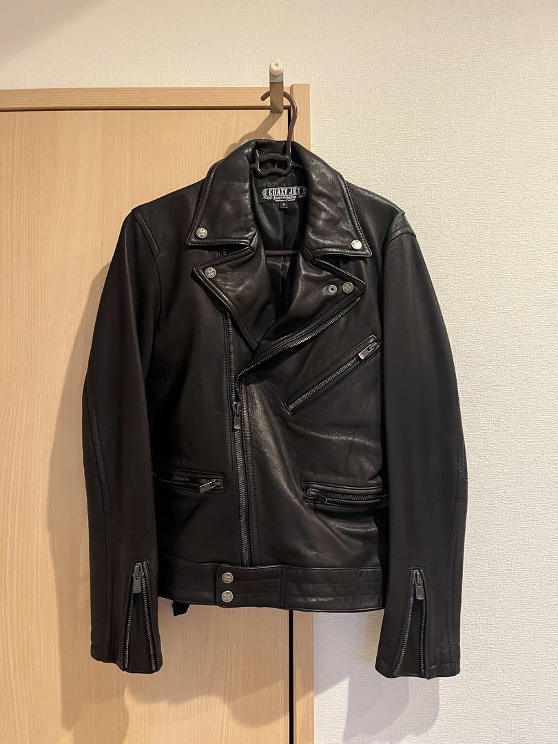 【美品】CRAZY JET 清木場俊介 ダブルライダース ブラックジャケット・アウター