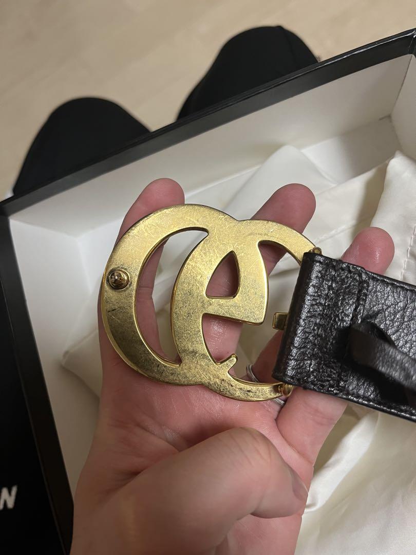 GUCCI GGマーモント ダブルG Gバックル ブラック アンティークゴールド