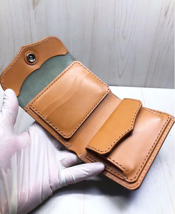 折り財布 牛ヌメ革 ハンドメイド 三つ折り財布《ショートウォレット》トラッカーウォレット 折り財布 牛ヌメ革 ハンドメイド 三つ折り財布《ショートウォレット》トラッカーウォレット