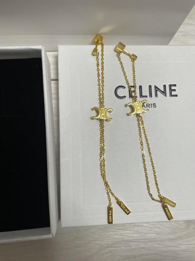 CELINE ゴールド チェーンピアス