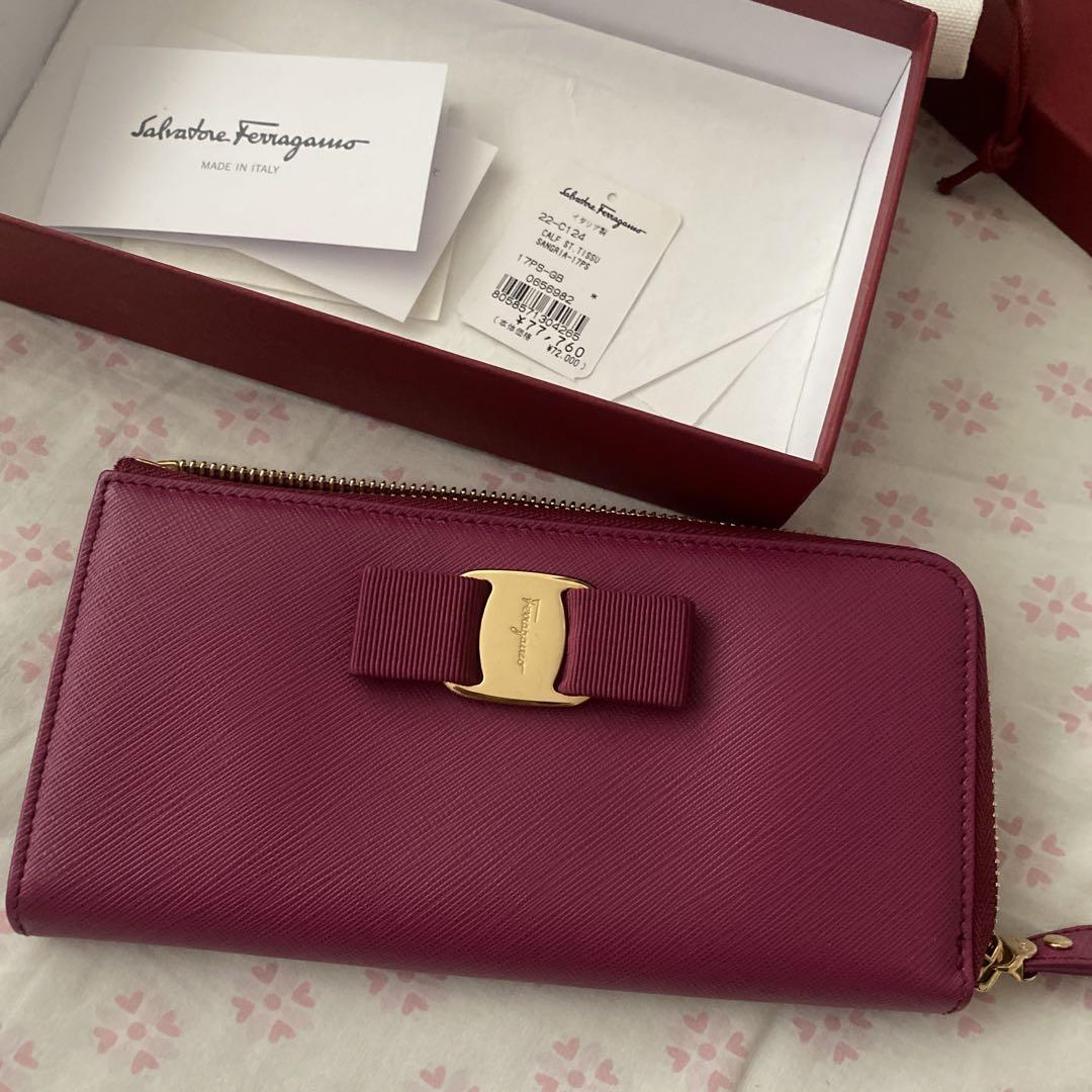 リアル Salvatore 長財布 VERA ピンク Ferragamo 小物
