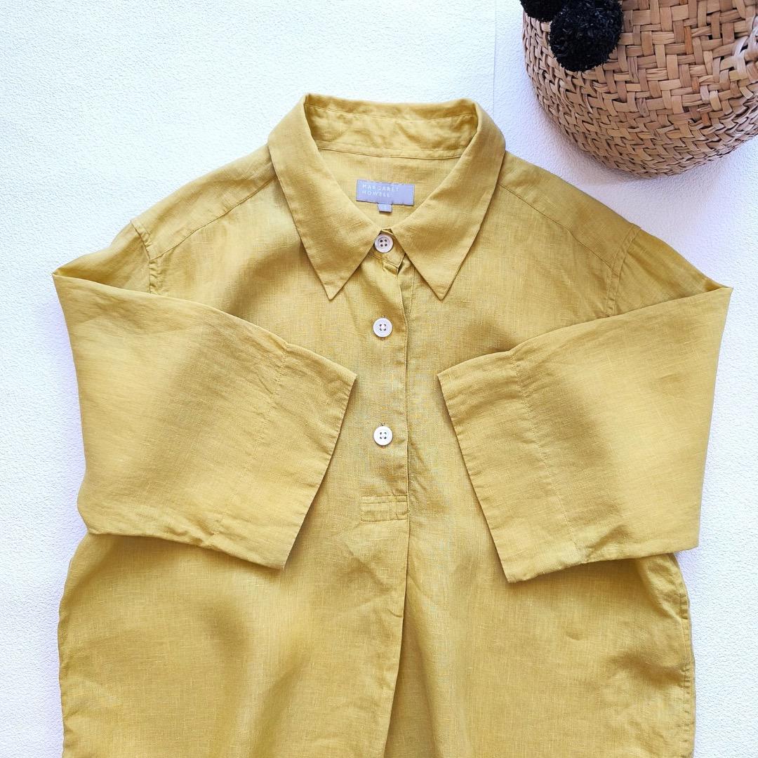 美品 マーガレットハウエル リネン ブラウス シャツ 七分袖 麻