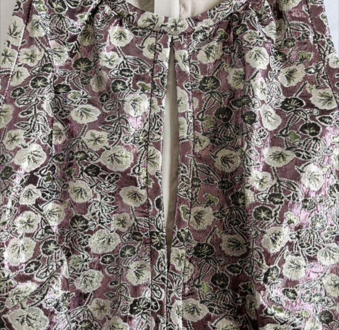 PRADA 花柄ノースリーブひざ丈ワンピースドレス きらきら ラメ糸