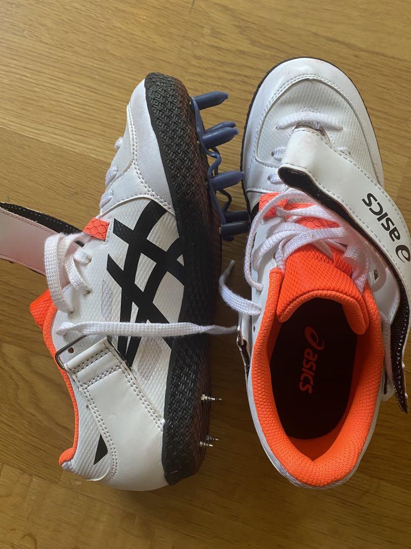 最新 asics スパイクシューズ メルカリ - ホワイト/オレンジ スパイク・シューズ
