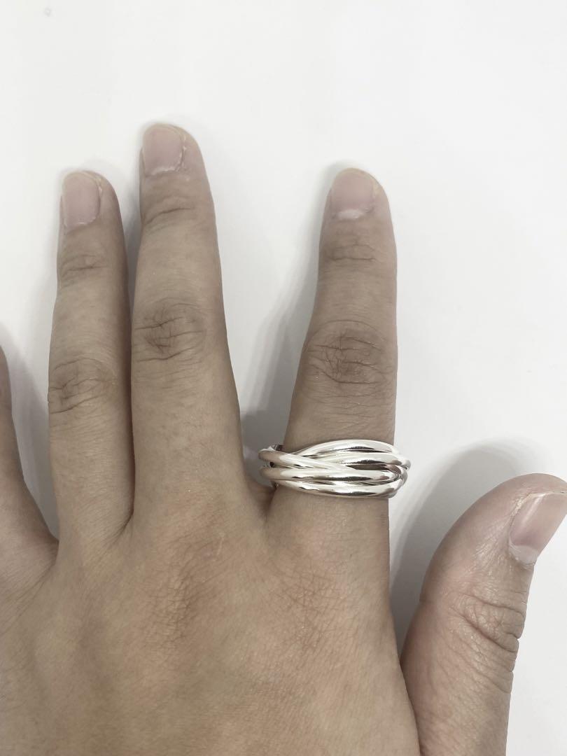 トリニティ　七連2ミリ　スターリングシルバー925 リング　純銀　アクセ　24号