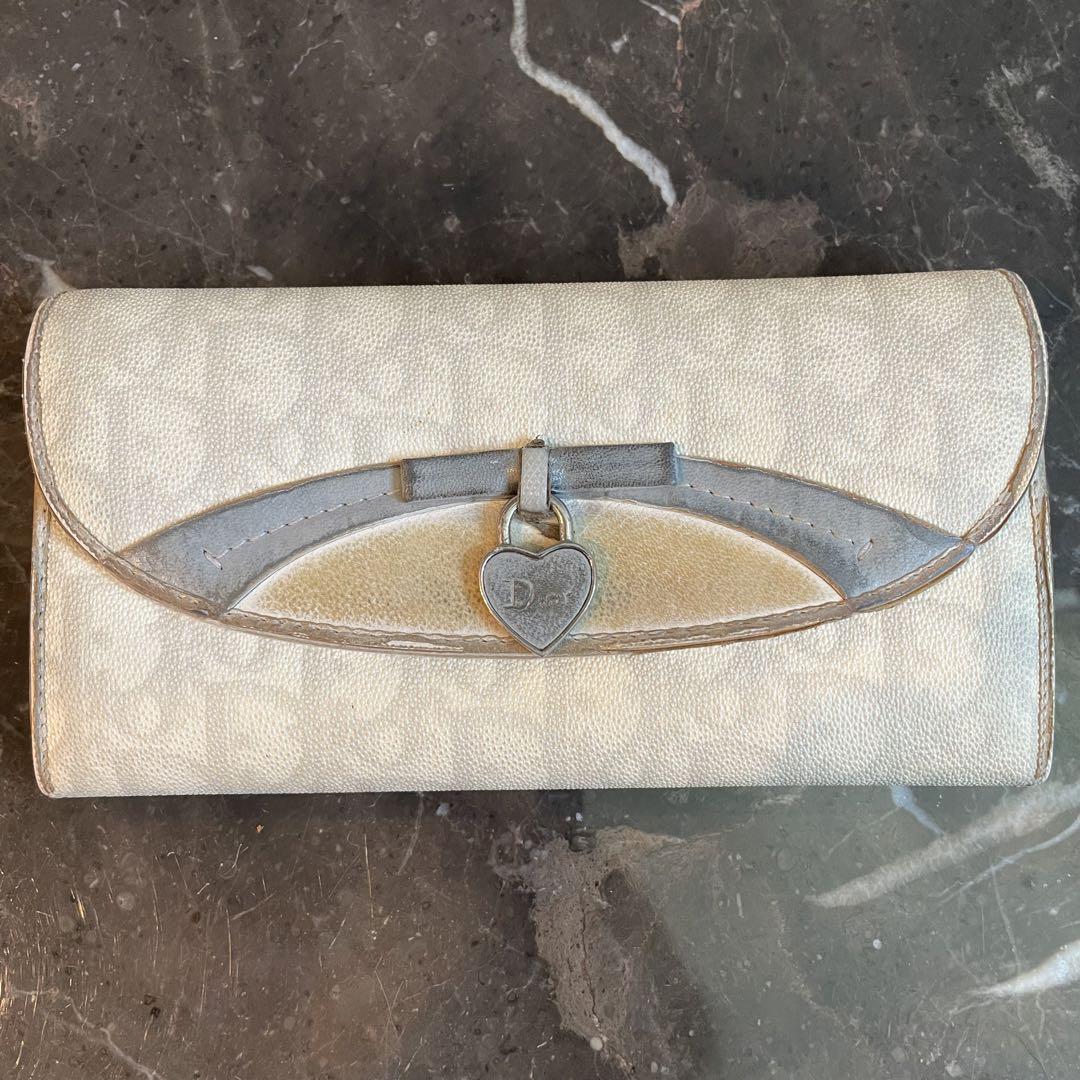 Christian Dior 長財布 ホワイト×グレー系
