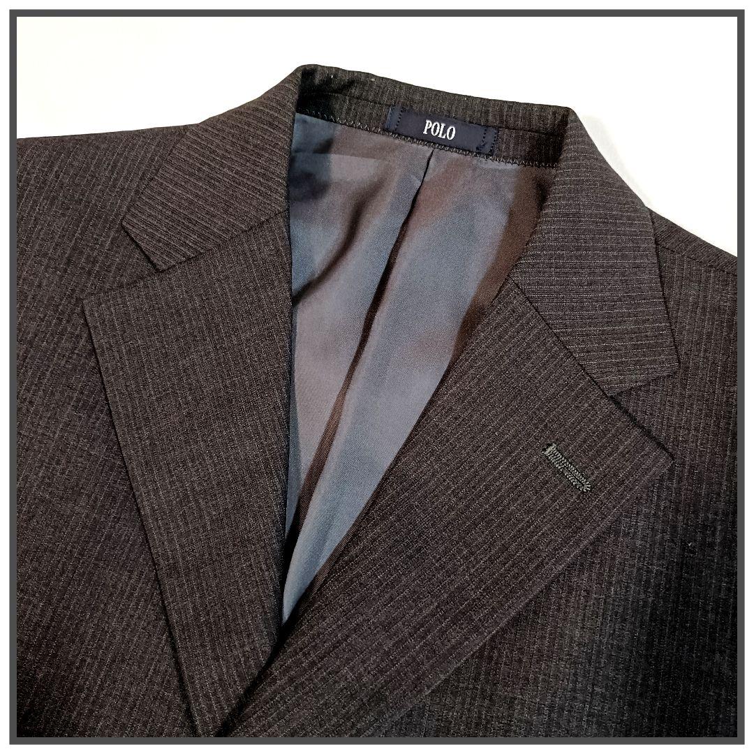 美品】POLO/セットアップ/スーツ/ビジネス/ストライプ/グレー/M