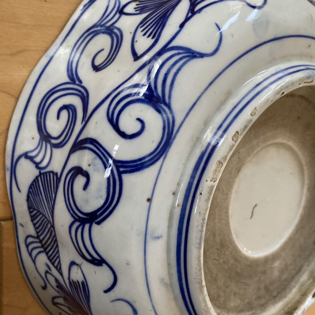 明治　大正　古伊万里　伊万里焼　古美術　鉢　大皿　白青　陶器