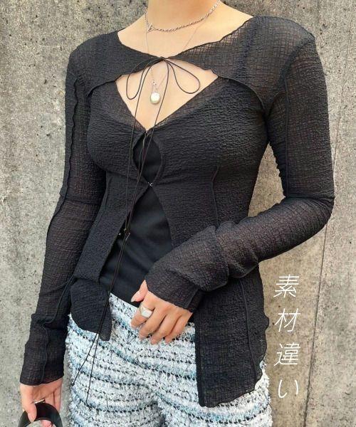 シアーボウトップス / Sheer Bow Top（Tシャツ/カットソー）｜LE