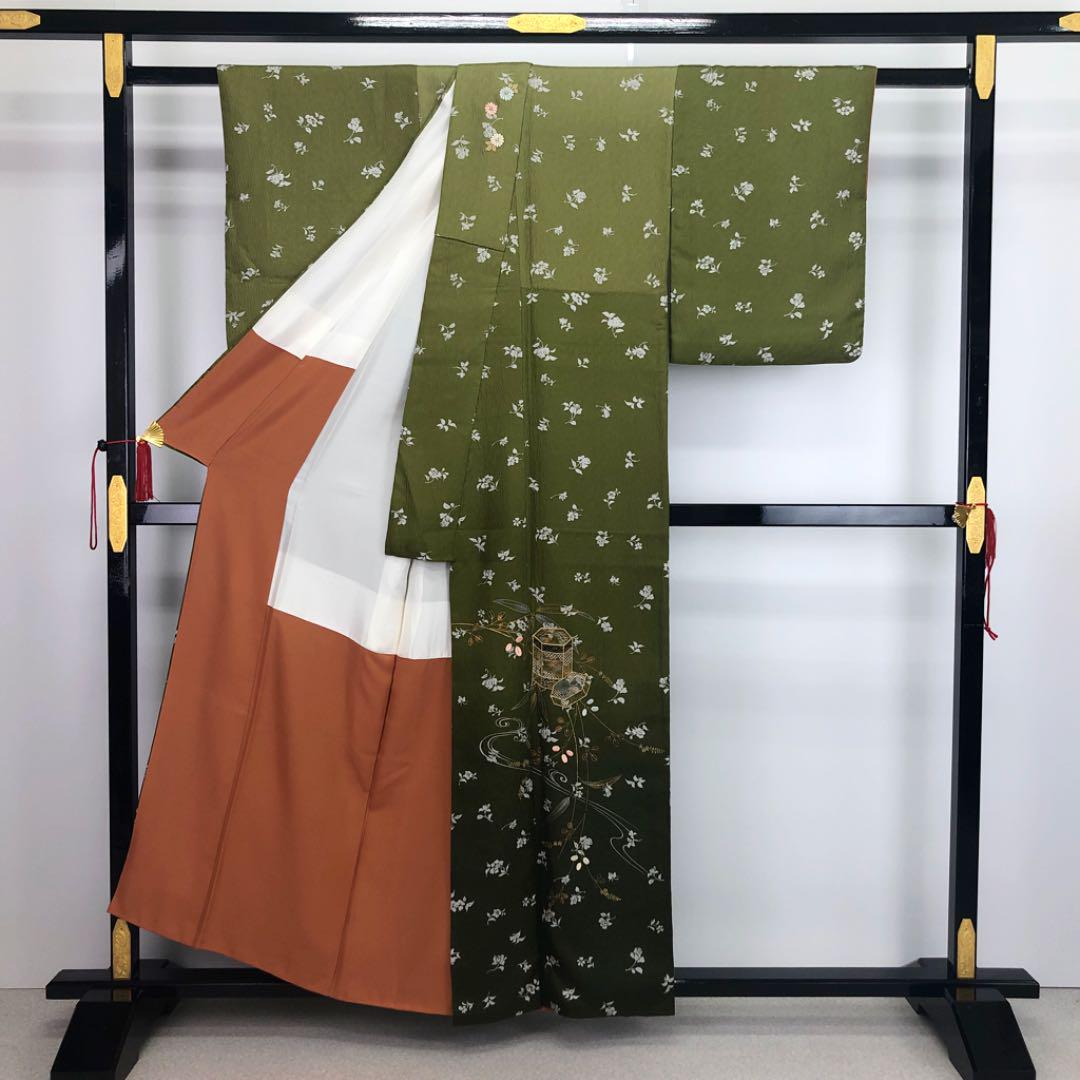 安い2022 K-2272 付下げ 菊と萩の花 貝桶 刺繍 金糸 威光茶色 グラデーション E7r6B-m49178399037 安いお買い得