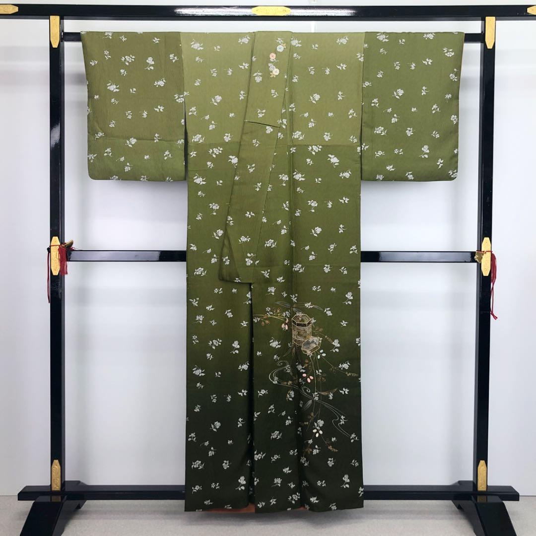 安い2022 K-2272 付下げ 菊と萩の花 貝桶 刺繍 金糸 威光茶色 グラデーション E7r6B-m49178399037 安いお買い得