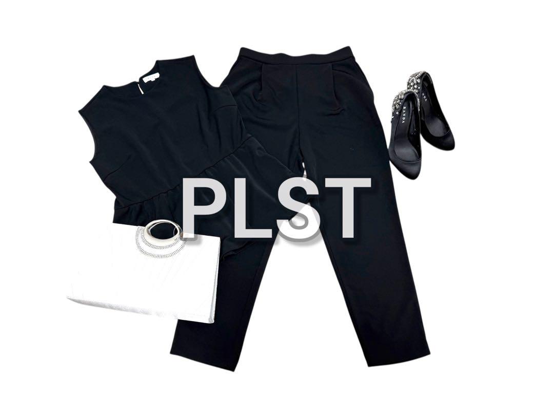 PLST セットアップ ノースリーブ ペプラム ネイビー