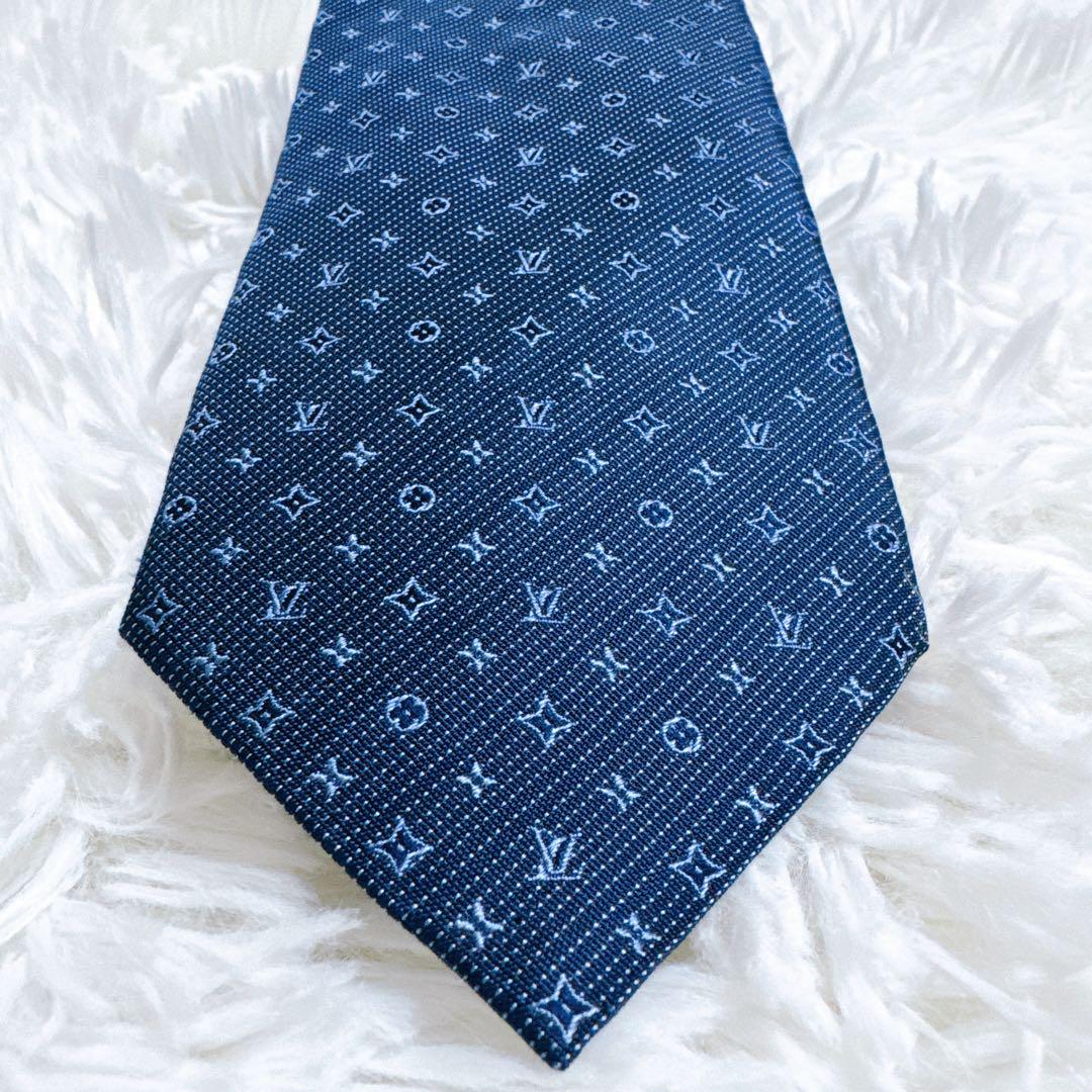 ルイヴィトン ネクタイ モノグラム ネイビー LV ロゴ ドット