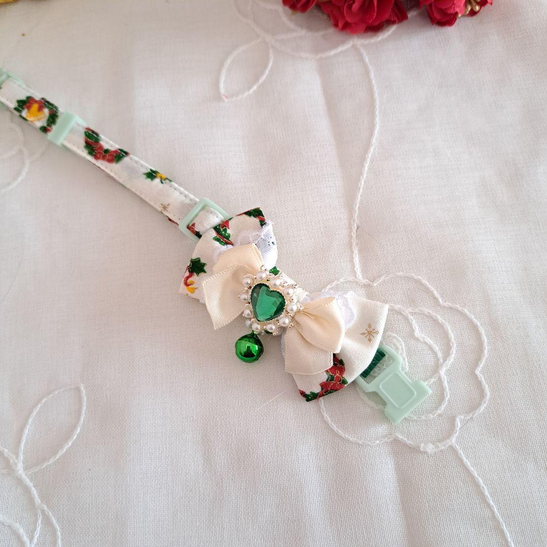 クリスマス(白クリスマスリース)わんちゃん猫ちゃん用首輪 クリスマス(白クリスマスリース)わんちゃん猫ちゃん用首輪