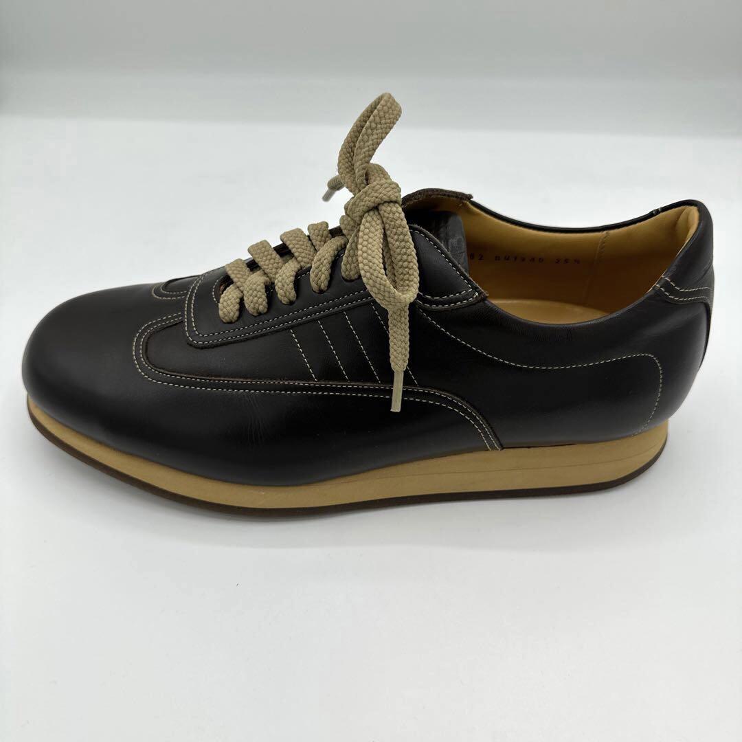 送料関税込★Burberry★チェック スニーカー★ブラウン 系 BURBERRY】レザースニーカー【25.5cm】ダークブラウン 紳士