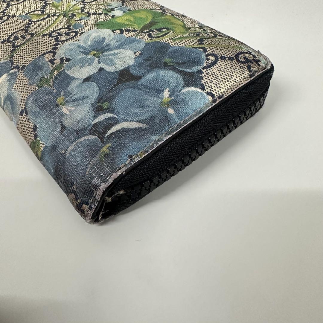 GUCCI 花柄 長財布 ブルー系