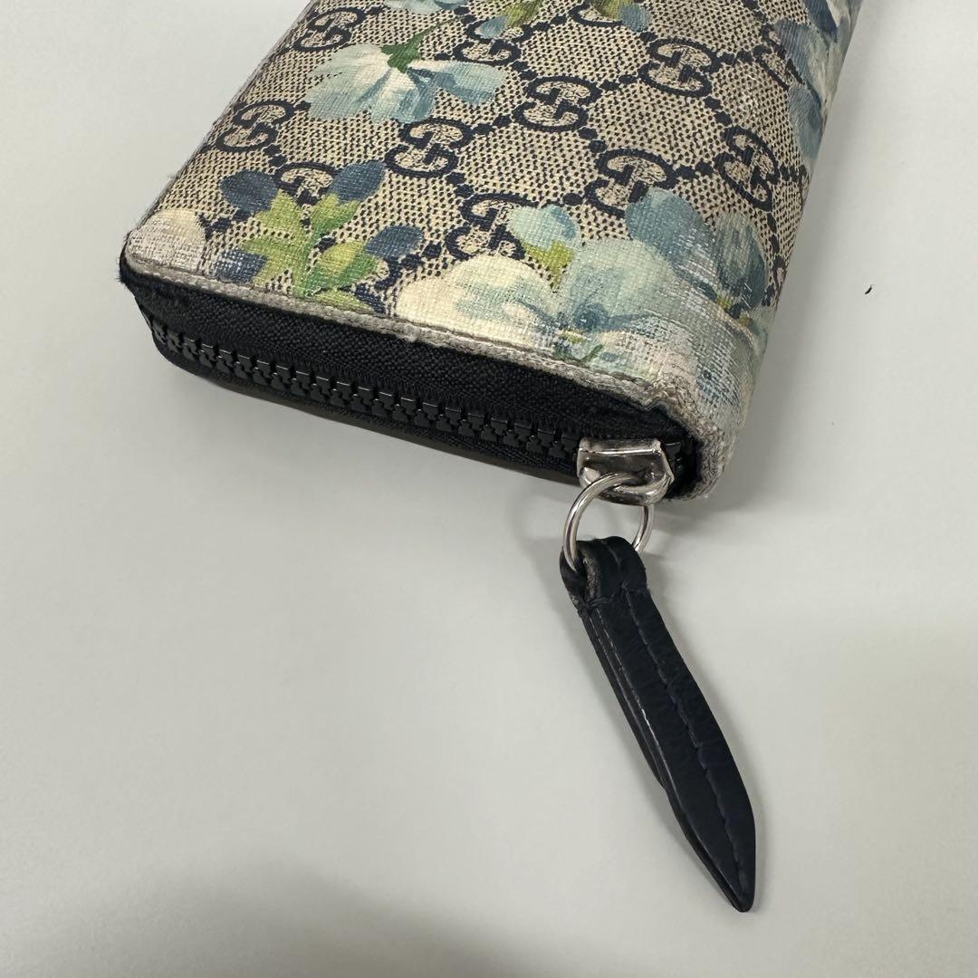 GUCCI 花柄 長財布 ブルー系