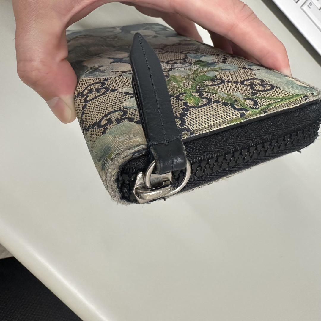 GUCCI 花柄 長財布 ブルー系