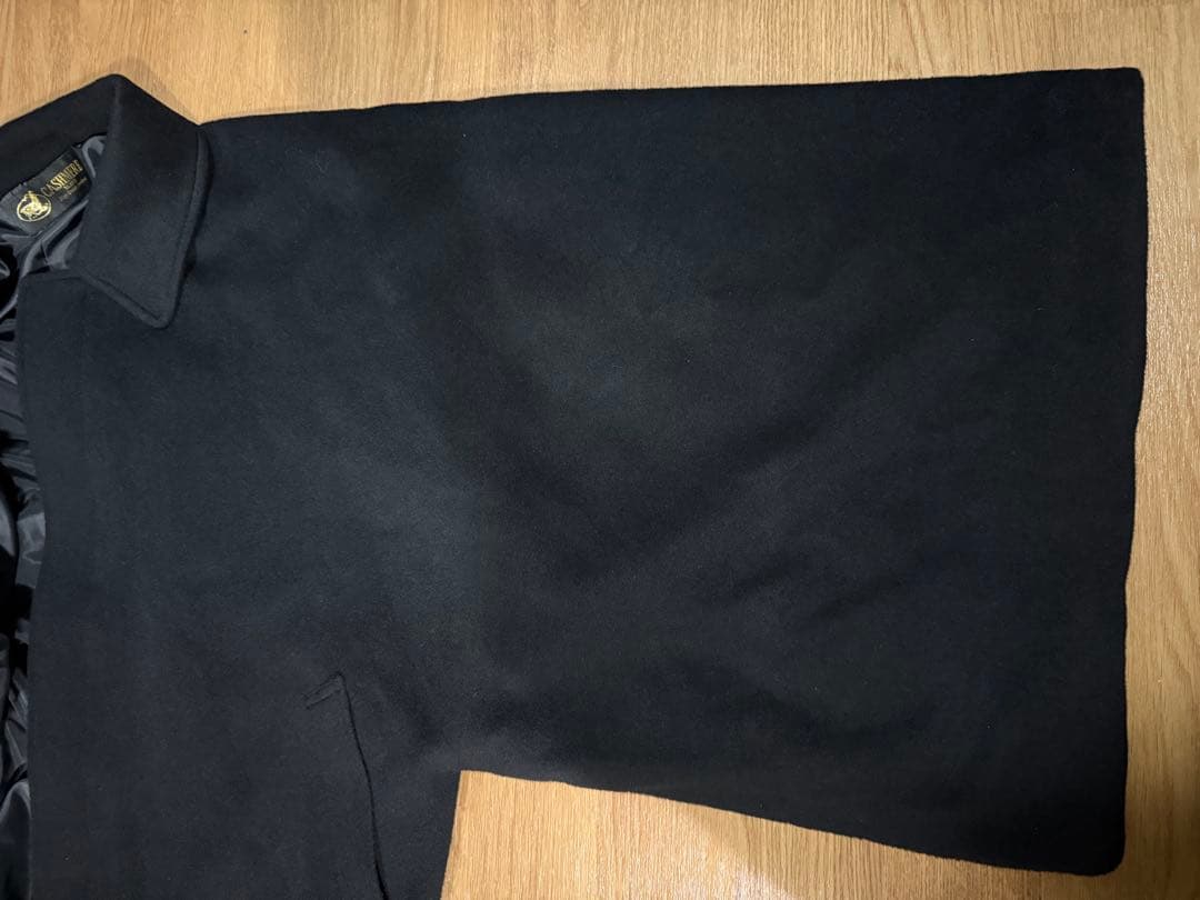 カシミヤ入り ステンカラー和風コート 黒 カシミヤ入り ステンカラー和風コート 黒