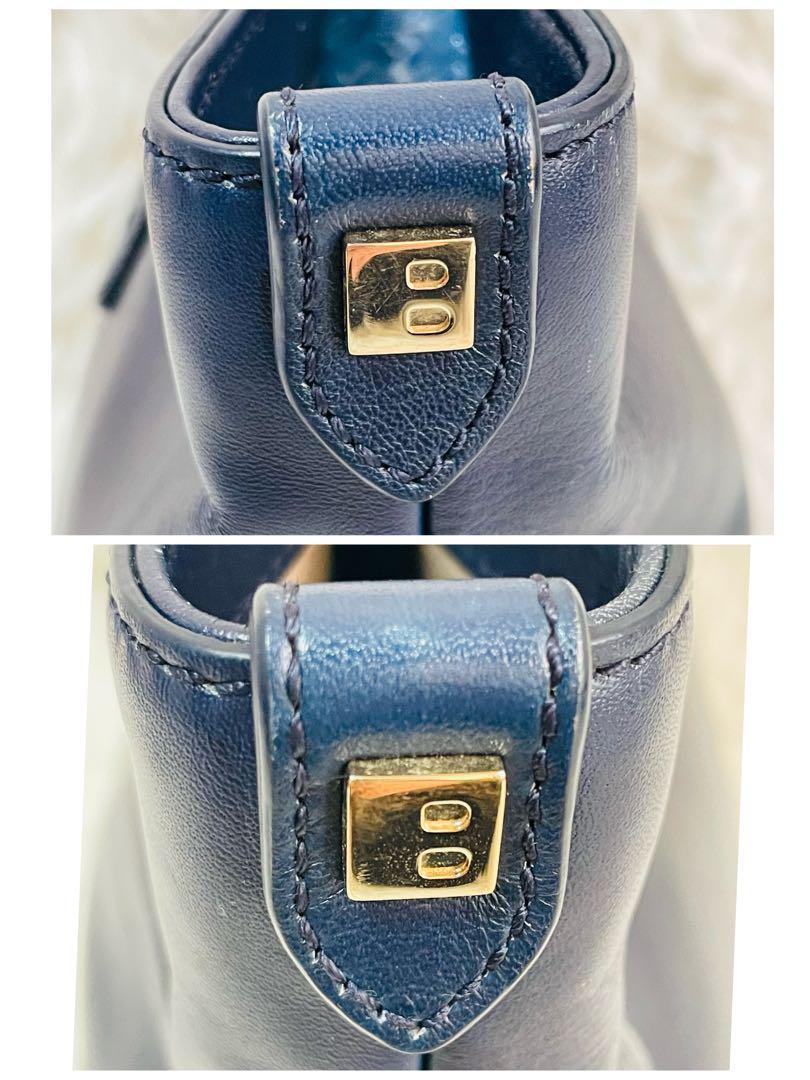 【美品】BALLY バリー　トートバッグ　ネイビー　レザー　バイカラー　A4可