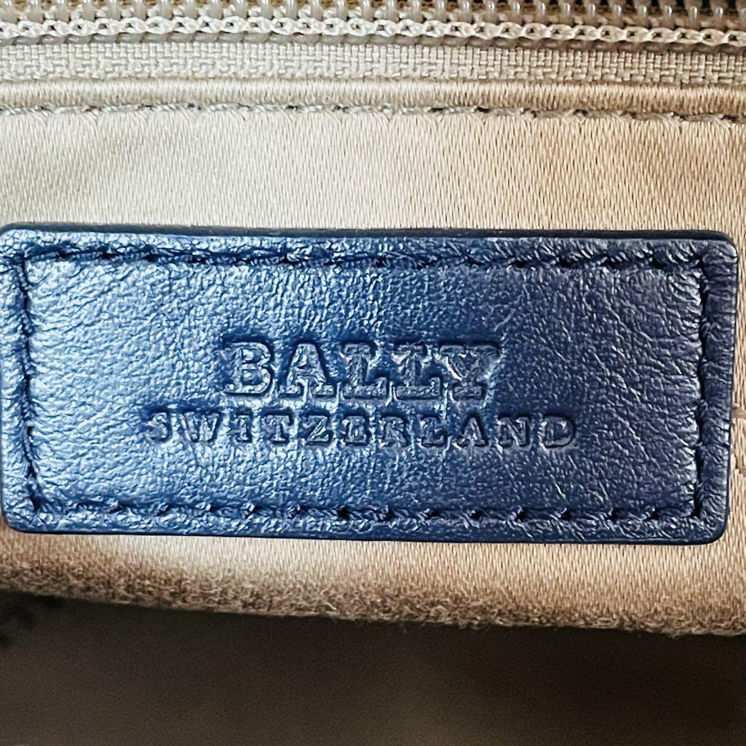【美品】BALLY バリー　トートバッグ　ネイビー　レザー　バイカラー　A4可