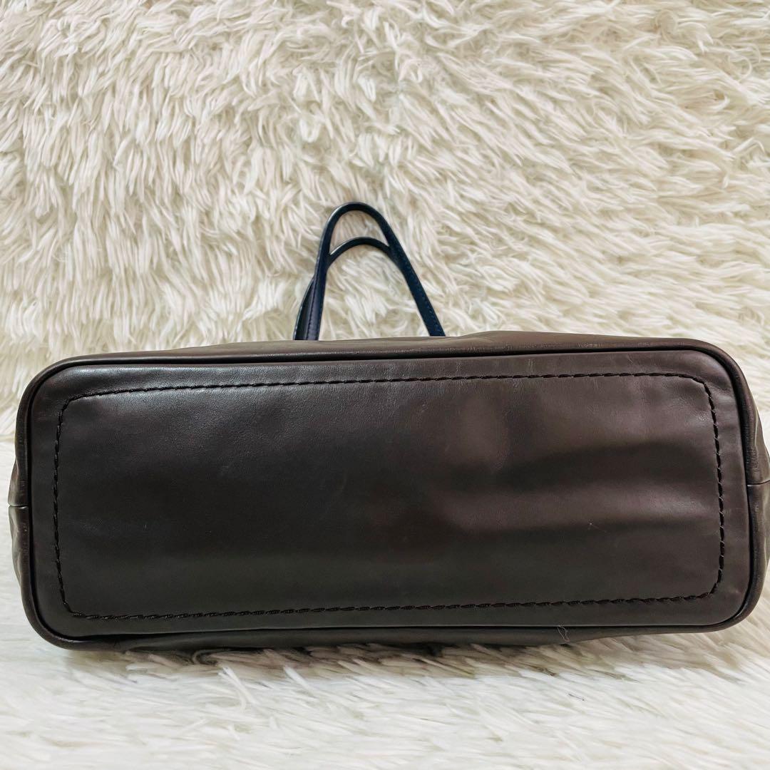 【美品】BALLY バリー　トートバッグ　ネイビー　レザー　バイカラー　A4可