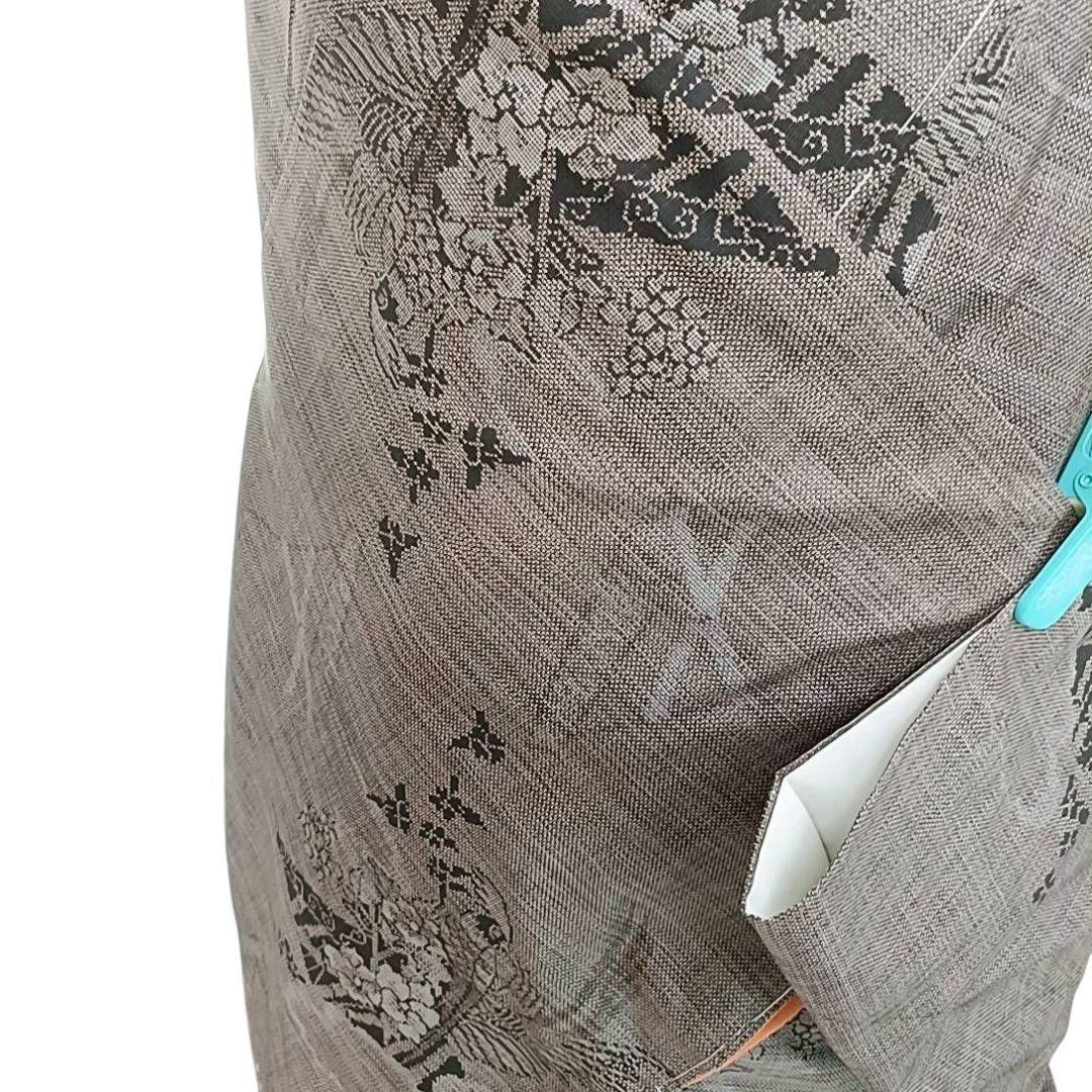 LULU85 着物 大島紬 袷 茶 鳥 花