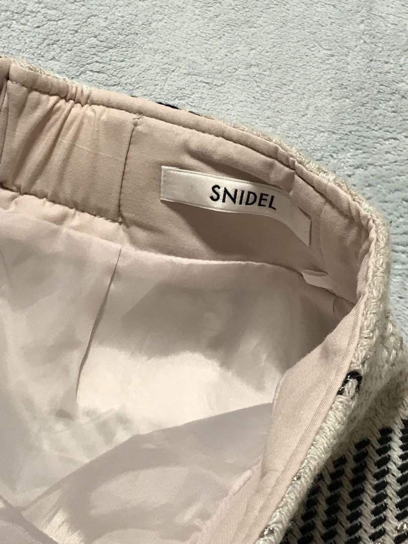 snidel スナイデル ロービングチェックミニスカート アイボリー