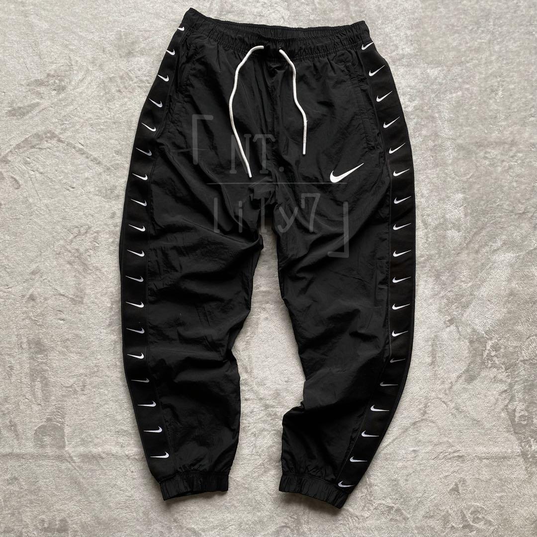 NIKE ラインロゴ トラックパンツ ブラック ホワイト スウッシュ M