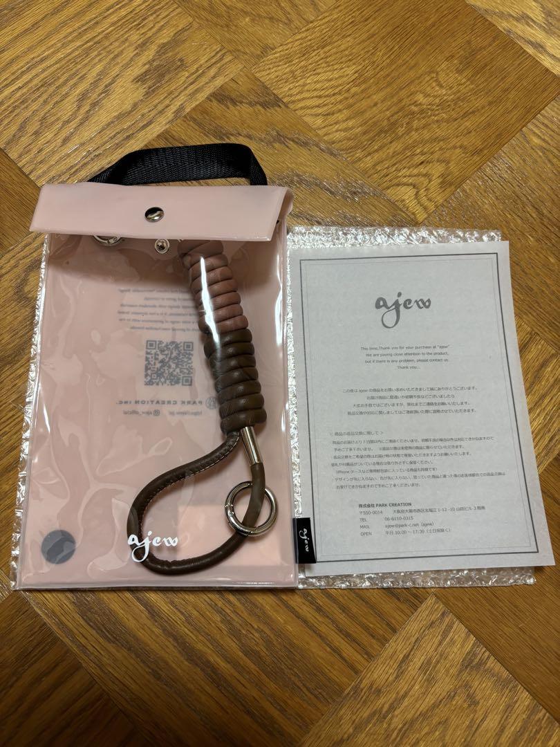 新品　ajew コイルストラップ　ピンクベージュ/ダークブラウン