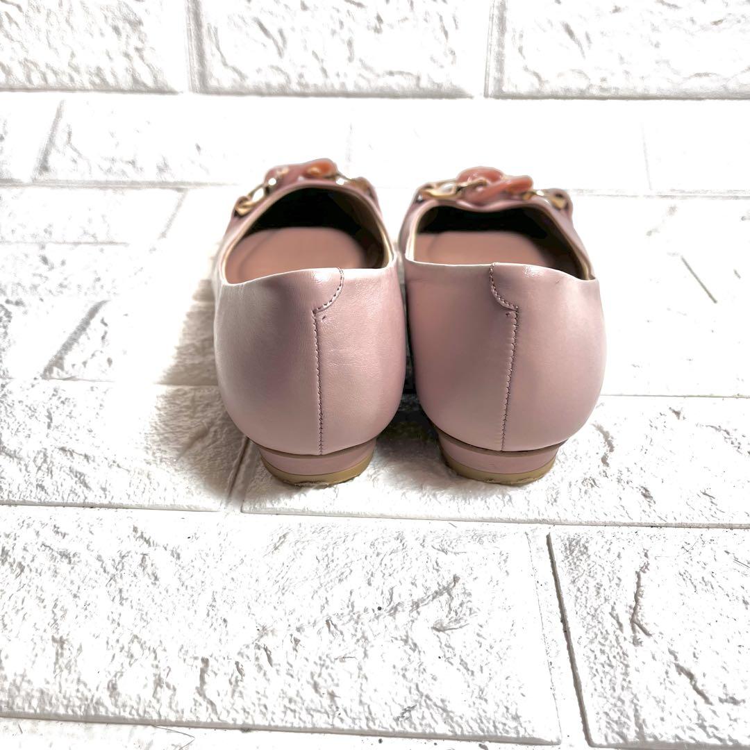 【美品】DIANA チェーン　フラットパンプス　フラットシューズ　レザーパンプス
