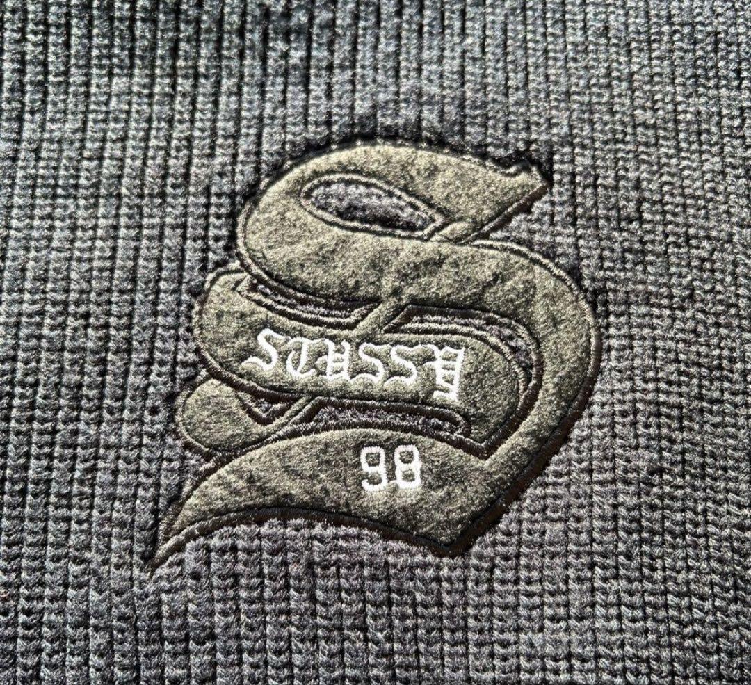 希少　old stussy 90s 白タグ　ジップアップニット　ブラック　USA