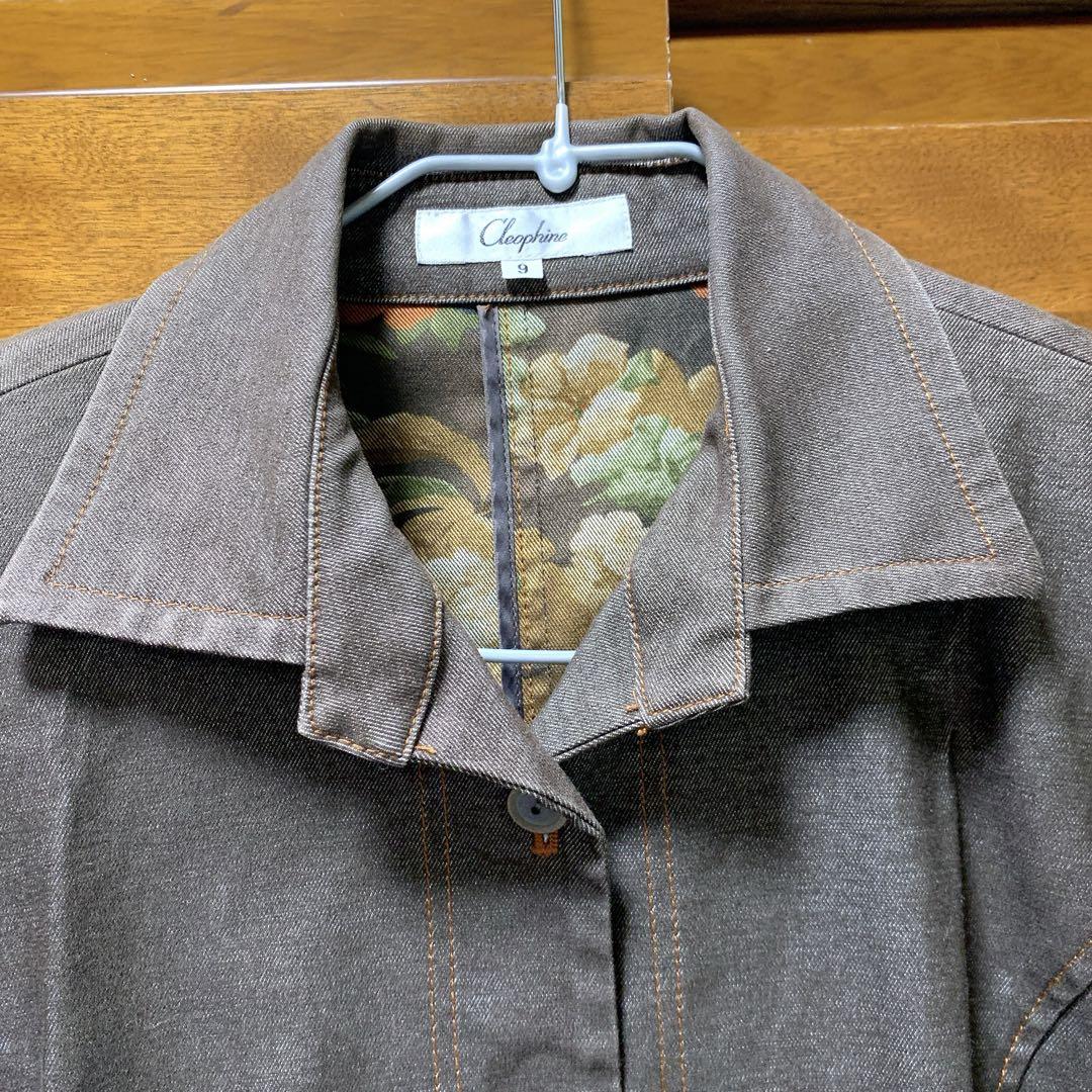 美品 Cleophine ブラウンジャケット サイズ9 Mサイズ 裏地花柄 総柄
