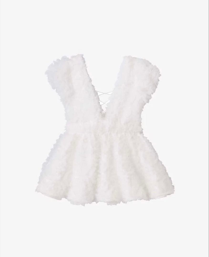 polaura フラワーぺプラムバックリボンチュニック ホワイト - メルカリ