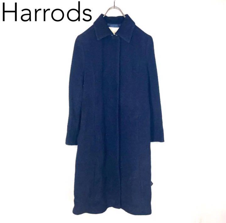 即出荷】 W2786*Harrods ハロッズ 2 紺ネイビー ロングコート アルパカ混 - ロングコート 即出荷】 W2786*Harrods ハロッズ 2 紺ネイビー ロングコート アルパカ混 - ロングコート