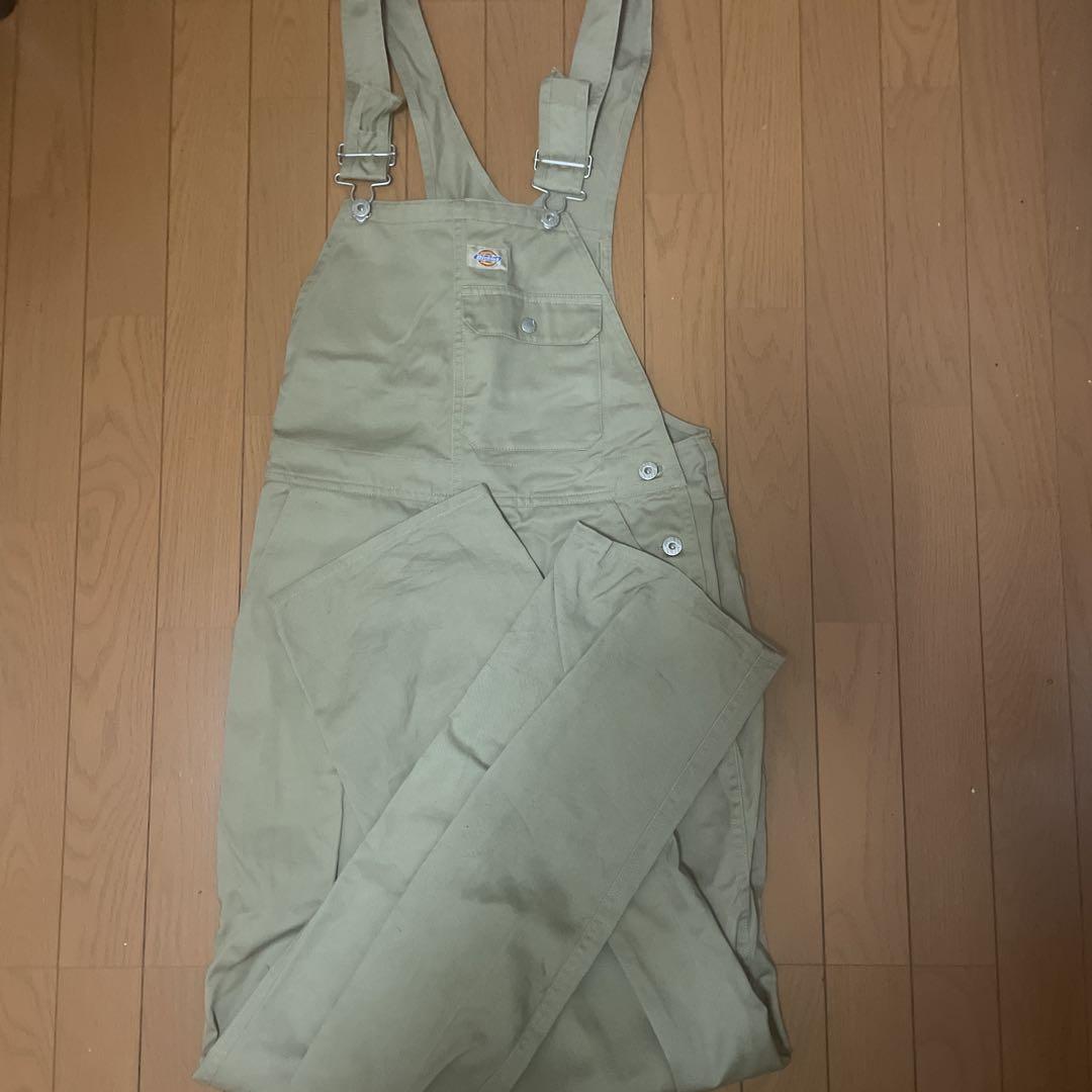 Dickies ベージュ オーバーオール　Lサイズパンツ
