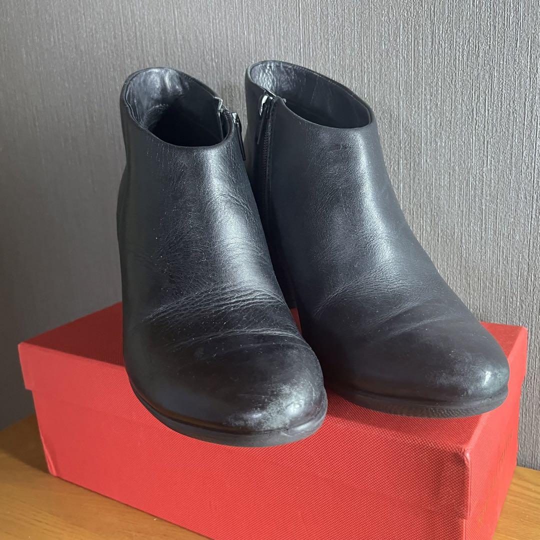 ecco エコー】ショートブーツ 本革 ブラック 37 シンプル 定番