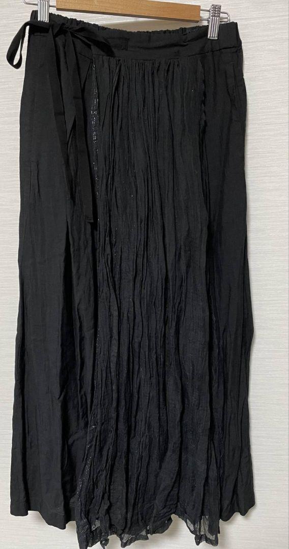 20-60代 人気ファッションブランド 新品☆pas de 36 ロングスカート ☆黒 calais スカート