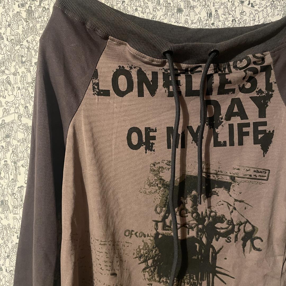 Y2K punk 00s fairlygrunge オフショル 肩出し Tシャツ
