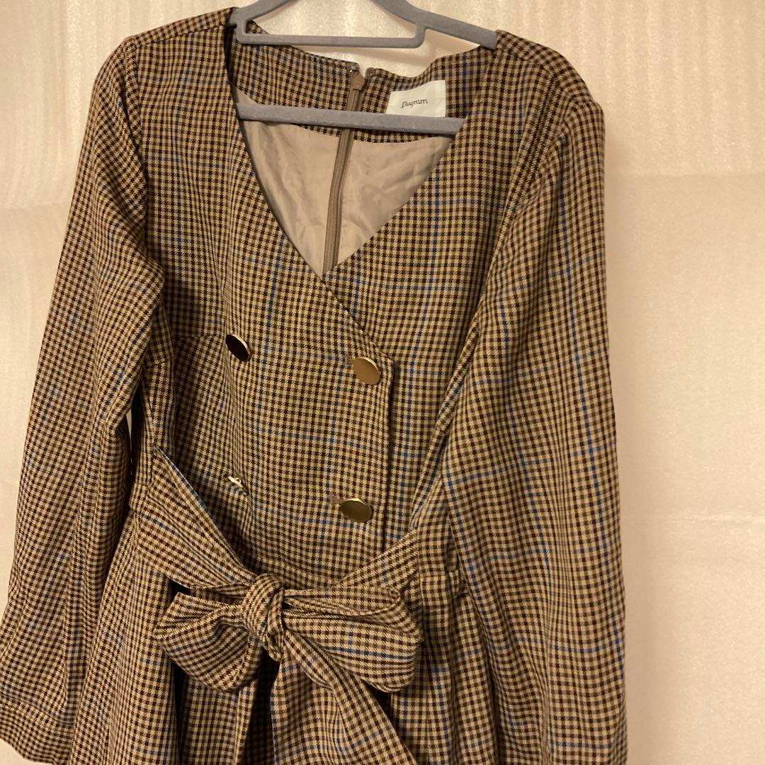 グレースコンチネンタル ダイアグラム ダブルボタンベルトワンピース サイズ36 グレースコンチネンタル ダイアグラム ダブルボタンベルトワンピース サイズ36