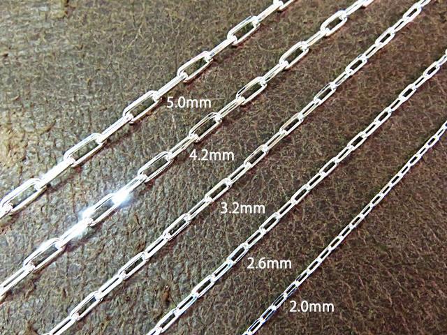 長あずきチェーン ４面カット 3.2mm 40cm～ ネックレス シルバー925