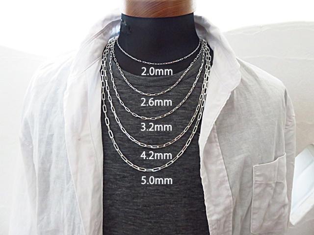 長あずきチェーン ４面カット 3.2mm 40cm～ ネックレス シルバー925