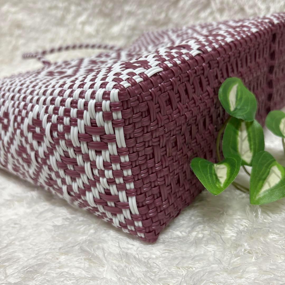 【Letra】レトラ メルカドバッグ 赤白XS カゴバッグ ハンドバッグ