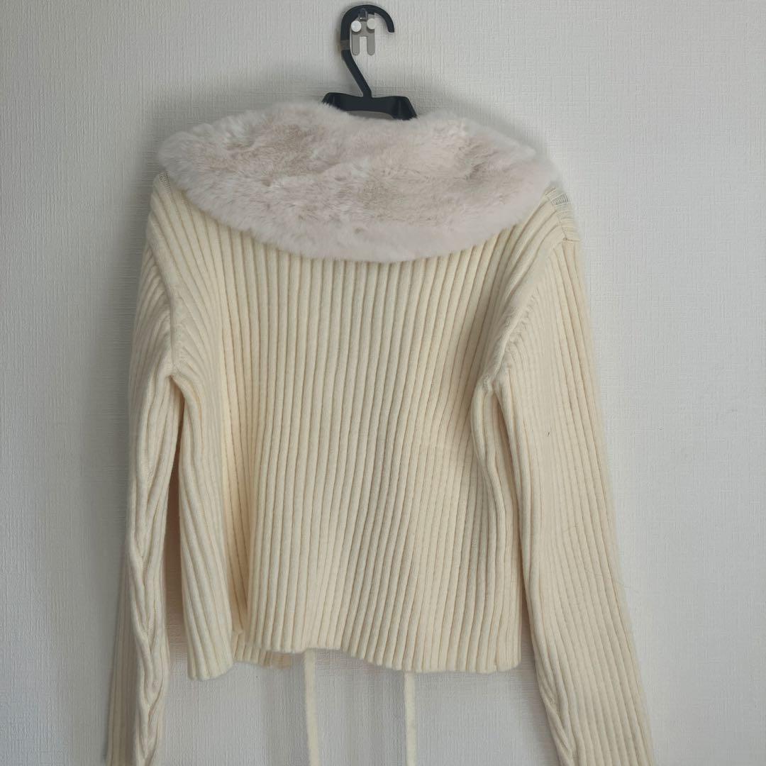 Rish NY アイボリー リブニット ファー付き