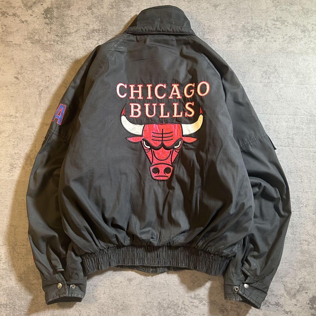 STARTER 90S シカゴブルズ ナイロンジャケット NBA 刺繍ロゴ 黒