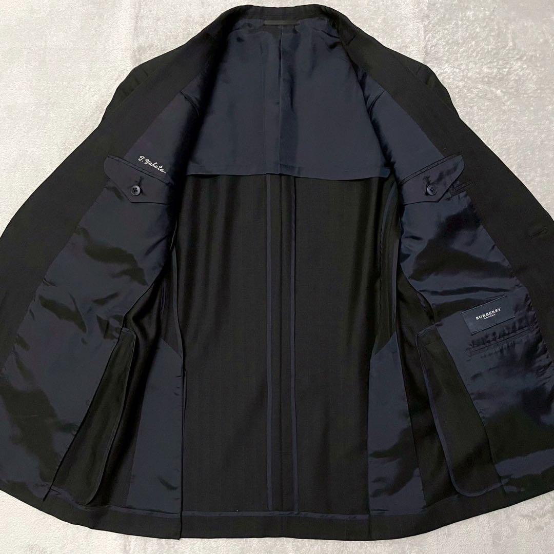 美品!S相当★バーバリー スーツ セットアップ ウール モヘヤ 黒 ブラック