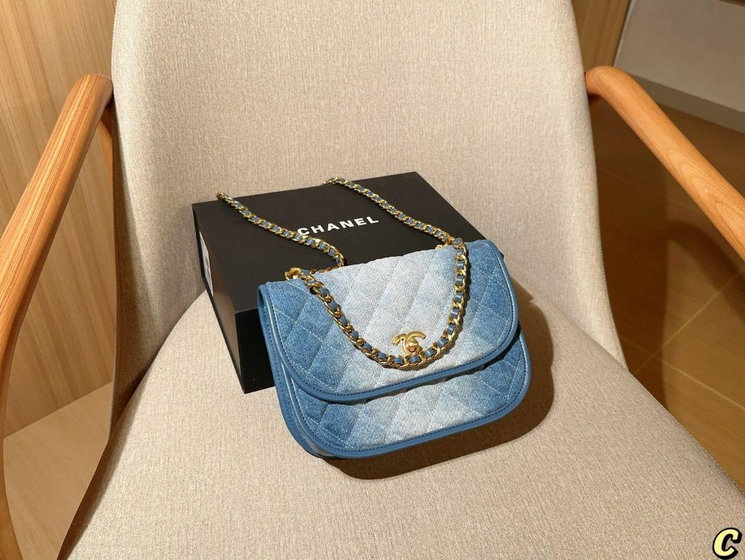 CHANEL デニムブルー ショルダーバッグ - メルカリ